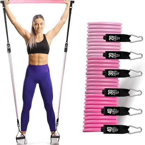 180 lb Resistance Band Set with Adjustable Pilates Bar