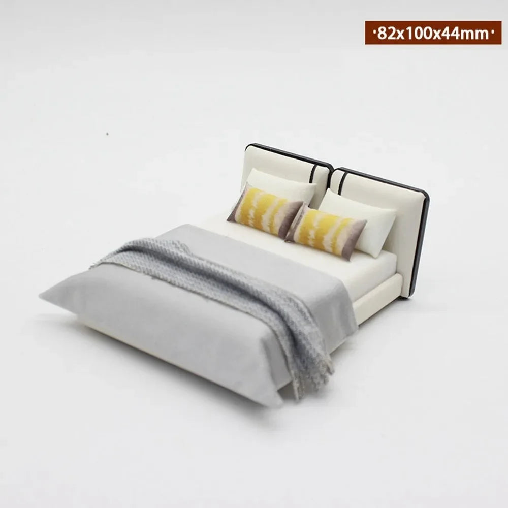 Miniature Dollhouse Bed & Bedside Table Set