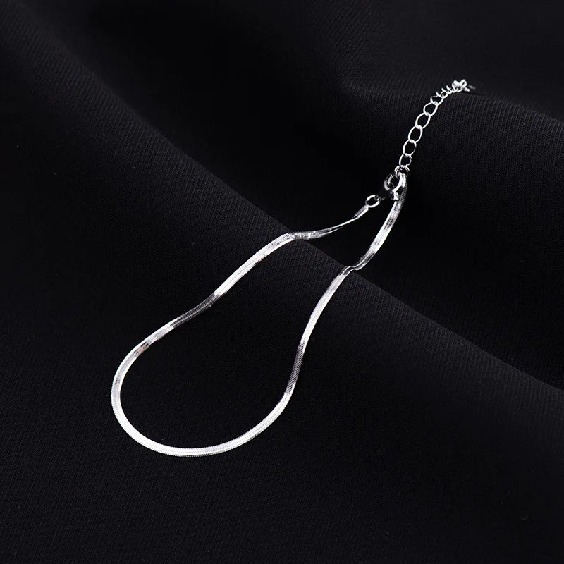 925 Sterling Silver Snake Bone Anklet Exquisite Temperament Sexy Anklet Long Anklet Sparkling Footchains Birthday Gift Jewelry