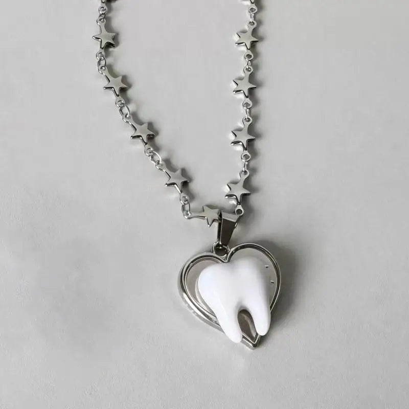 Y2K Heart, Star & Teeth Pendant Necklace