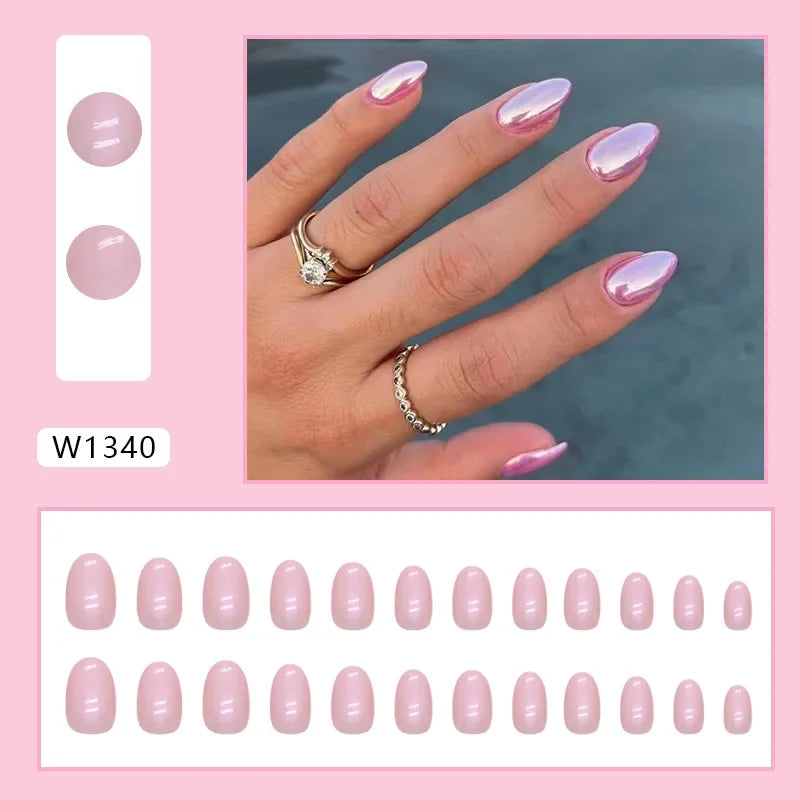 French Almond Colorblock Stripe Press-On Nails