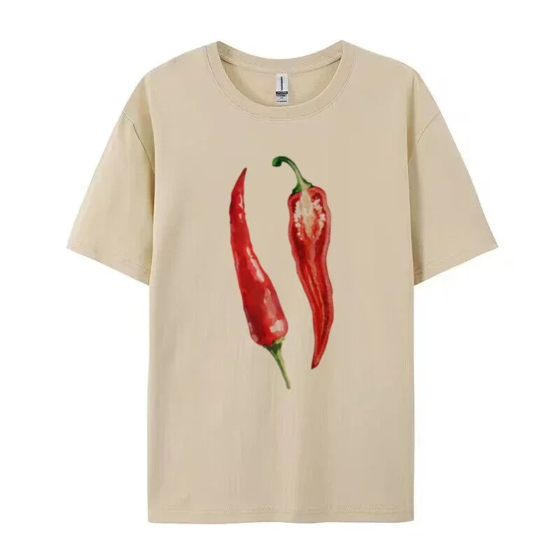 Oversized Chili Pepper Graphic T-Shirt
