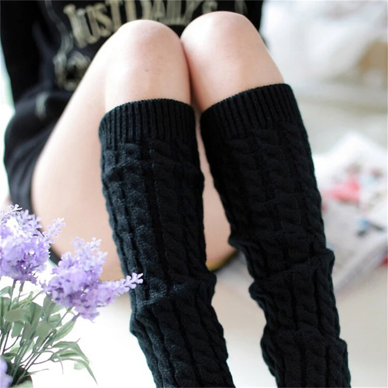 Women's Black Thigh High Fashion Gaiters Warm Knit Boot Cuffs Knee High socks Leg Warmers Christmas Gift Ideas