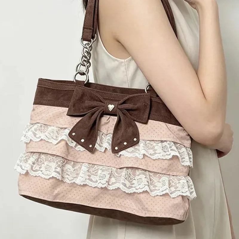 Y2K Butterfly Bow Lace Shoulder Bag
