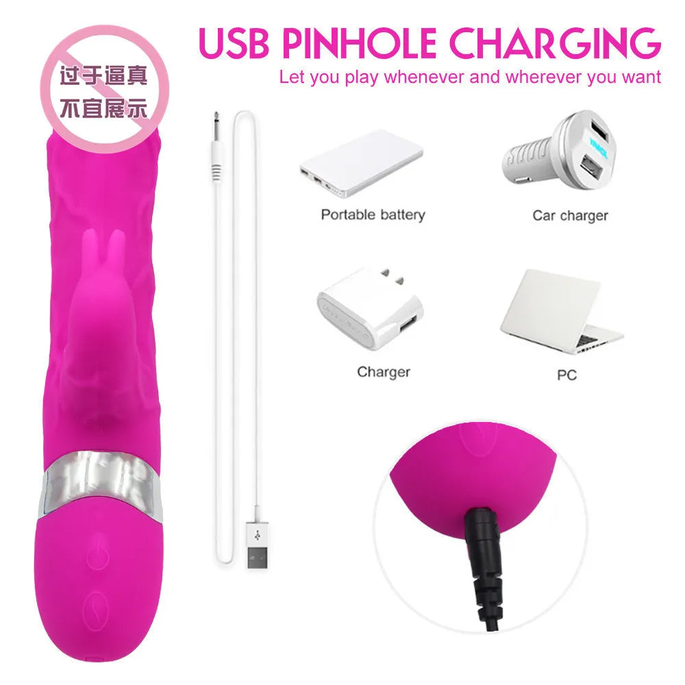 Rechargeable Rabbit Vibrator with Dual Stimulation