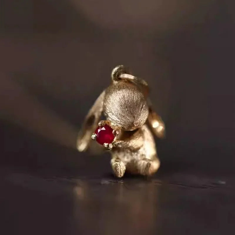 Matte Gold Rabbit Necklace, Ring & Earring Set