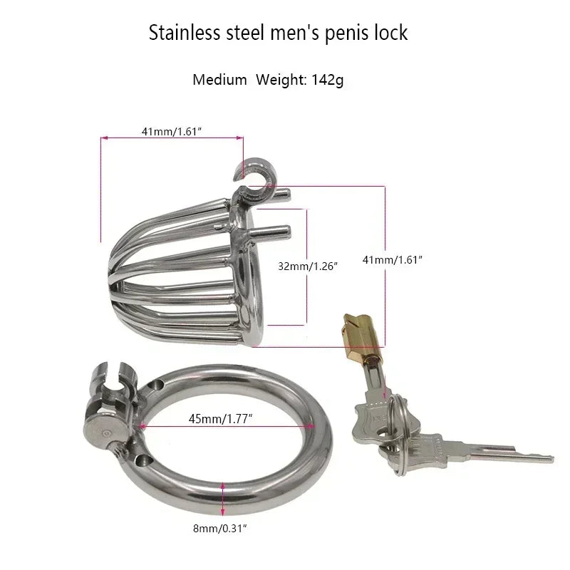 Stainless Steel Locking Chastity Cage