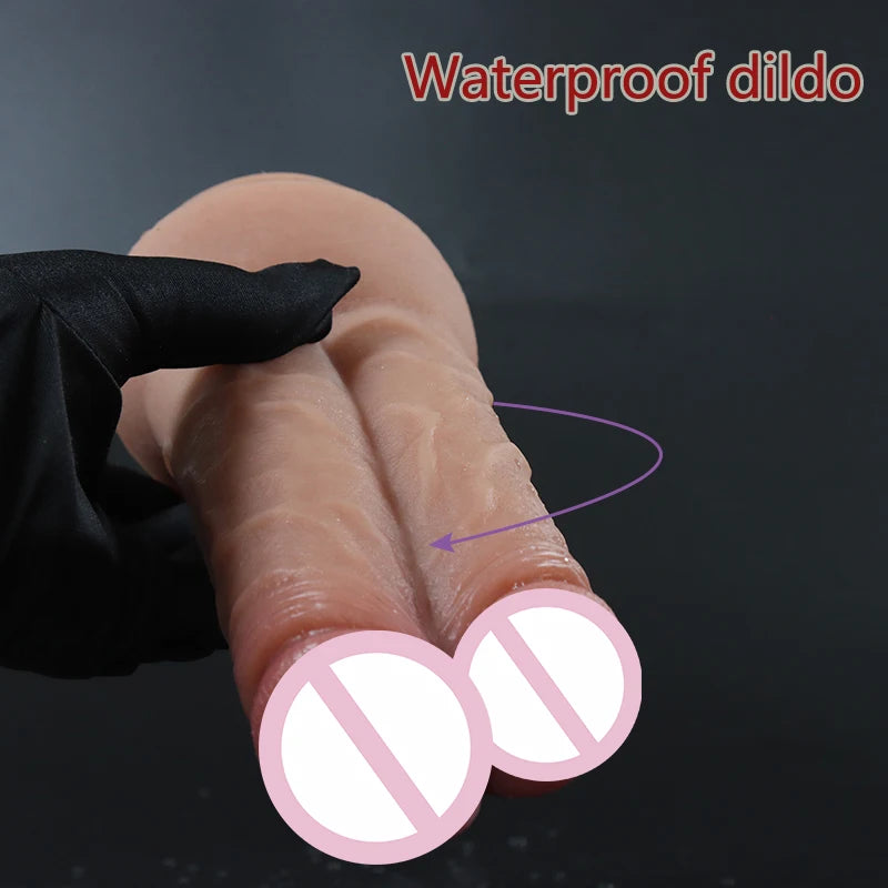 Huge Dildo Sexy Double Glans Realistic Soft  Big Penis Suction Cup Silicone Anal Sex Toys for Men Women Gay Vagina Masturbation