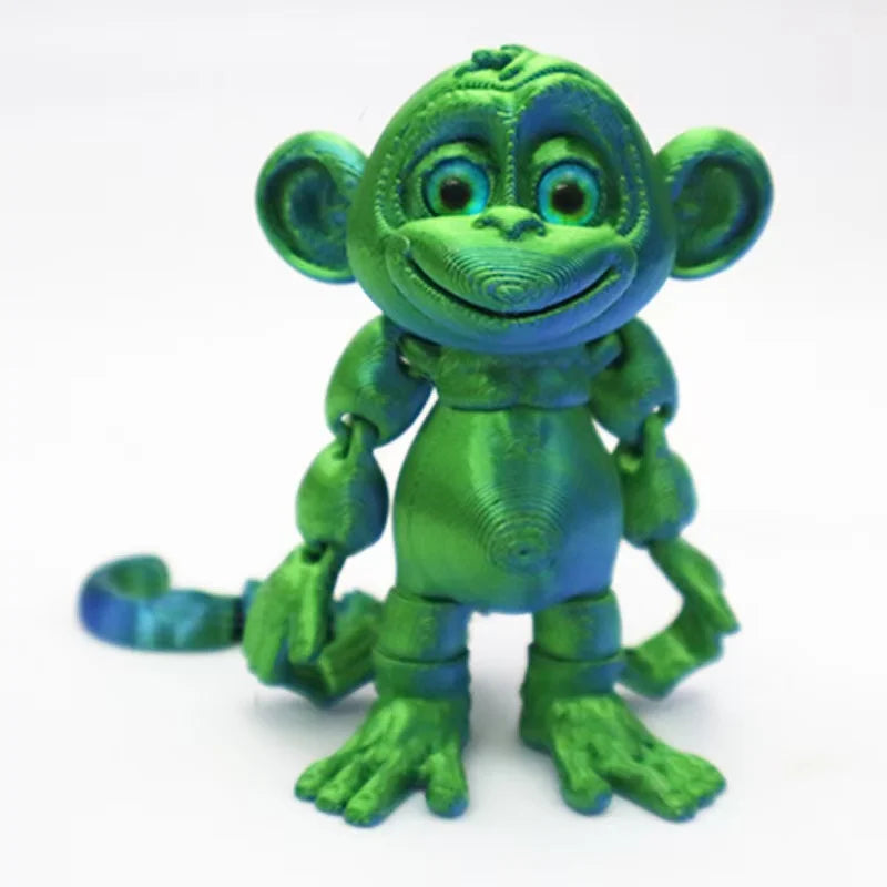 Monkey 3D Printed Articulated,Stands Upright,Hangs by Tail or Hand,travel companion,Jungle Animal Figurine,Fidget Desk Figurine