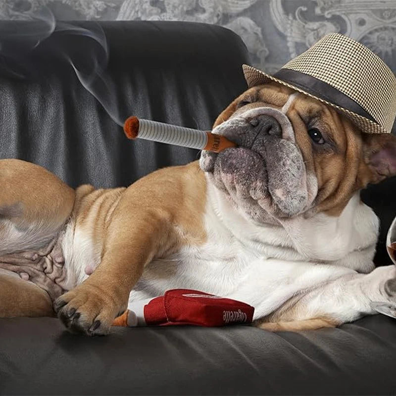 Cigarette-Shaped Giggling Plush Dog Toy