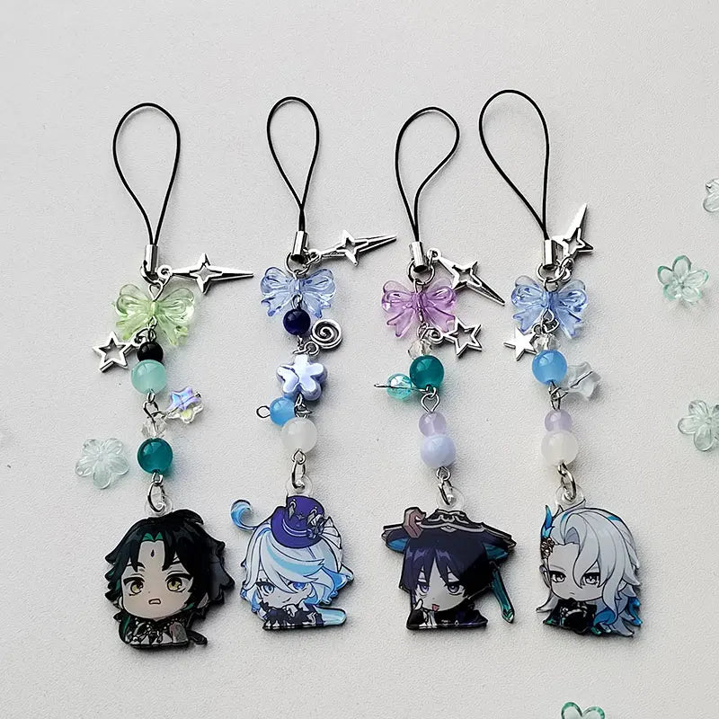 Wanderer, Furina, Neuvillette and Xiao inspired keychains/phone charms