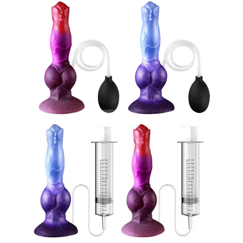 17 CM Long Ejaculation Anal Plug Dog/Wolf Dildo Huge Penis Dick Monster Knotted Squirting Fantasy Dildo Sex Toys For Women Men