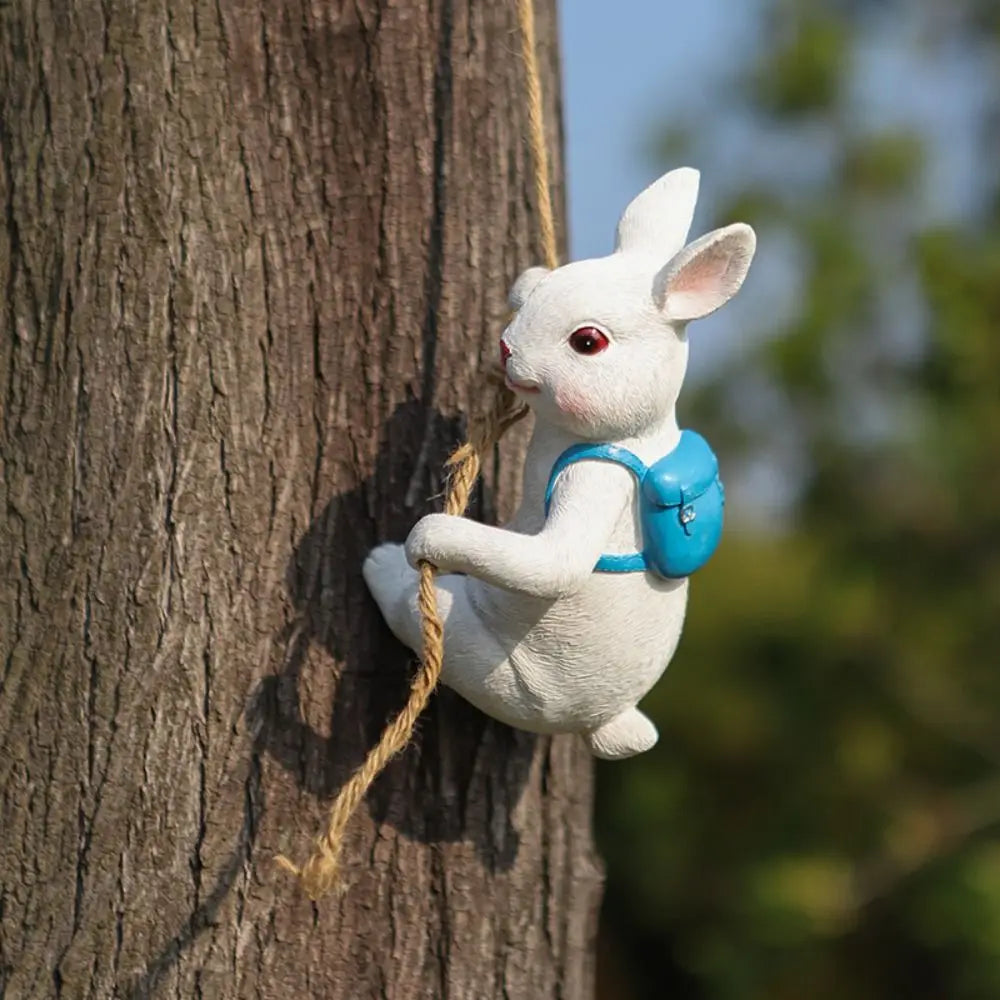 Miniature Size Easter Bunny Decor Figurine Design Funny Climber Climbing Animal Statue Art Decor Festival Style
