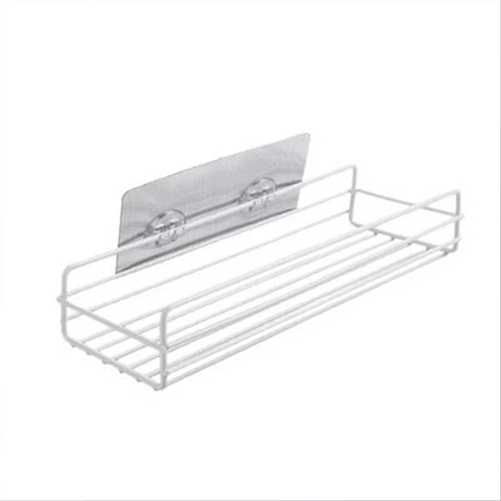 Black No-Drill Corner Shower Storage Rack
