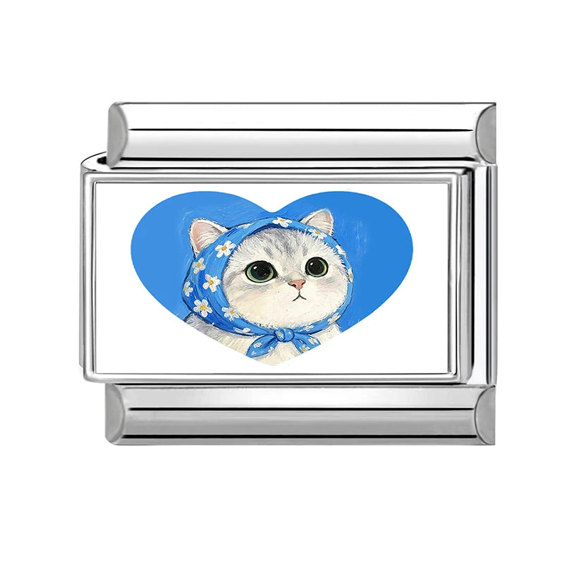 Cat Head Italian Charm Bracelet – 9mm Links