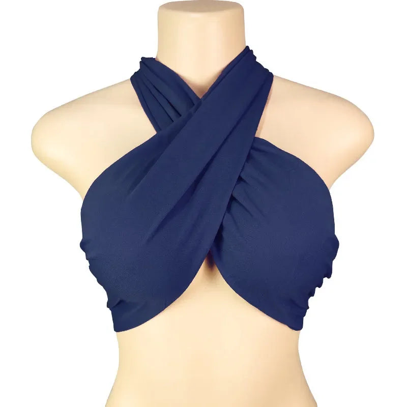 Women's Backless Cross-Strap Halter Crop Top