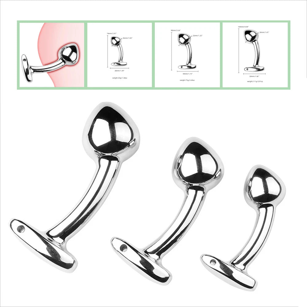 Curved Stainless Steel Tadpole Anal Plug
