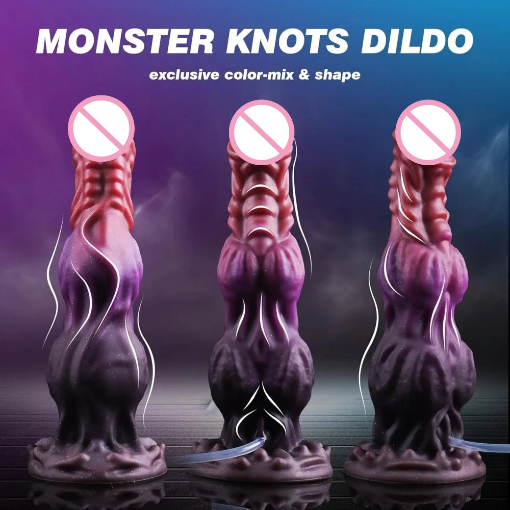 Huge Monster Dildo Squirting Fantasy Dildo Dragon Horse Dog Dildo Knotted Ejaculating Toy Big Anal Silicone Adult Toys for Women