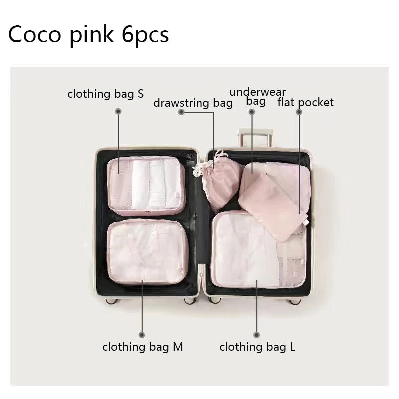 6-Piece Travel Packing Cube & Toiletry Bag Set