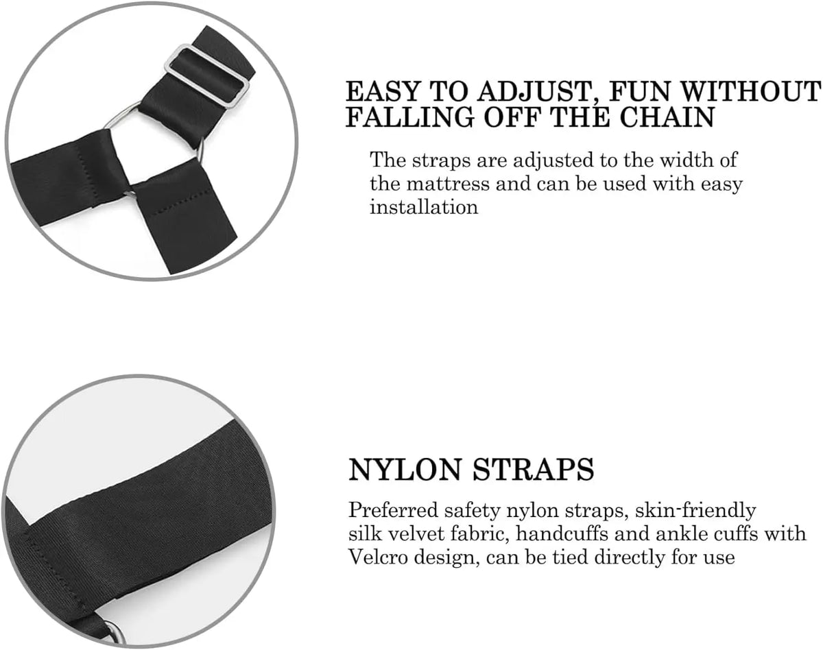 Quick-Install BDSM Bed Restraint Kit with Cuffs