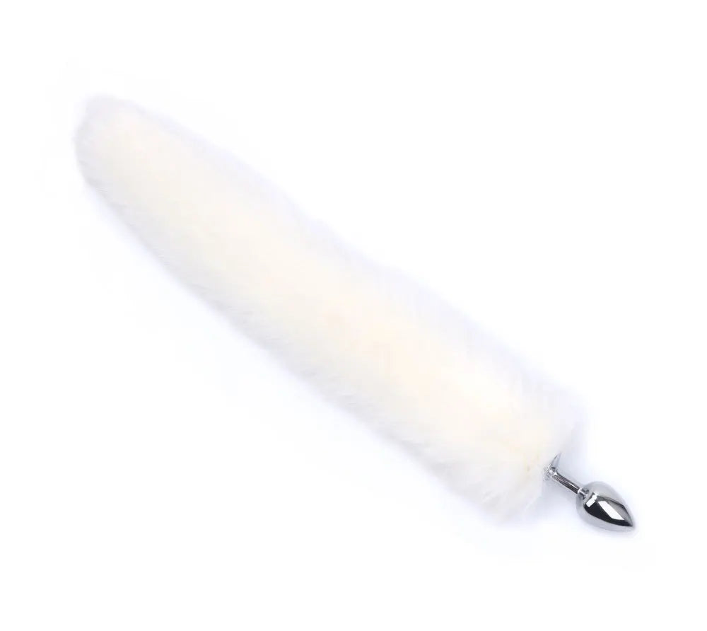 Black Wolf Fox Tail Stainless Steel Anal Plug