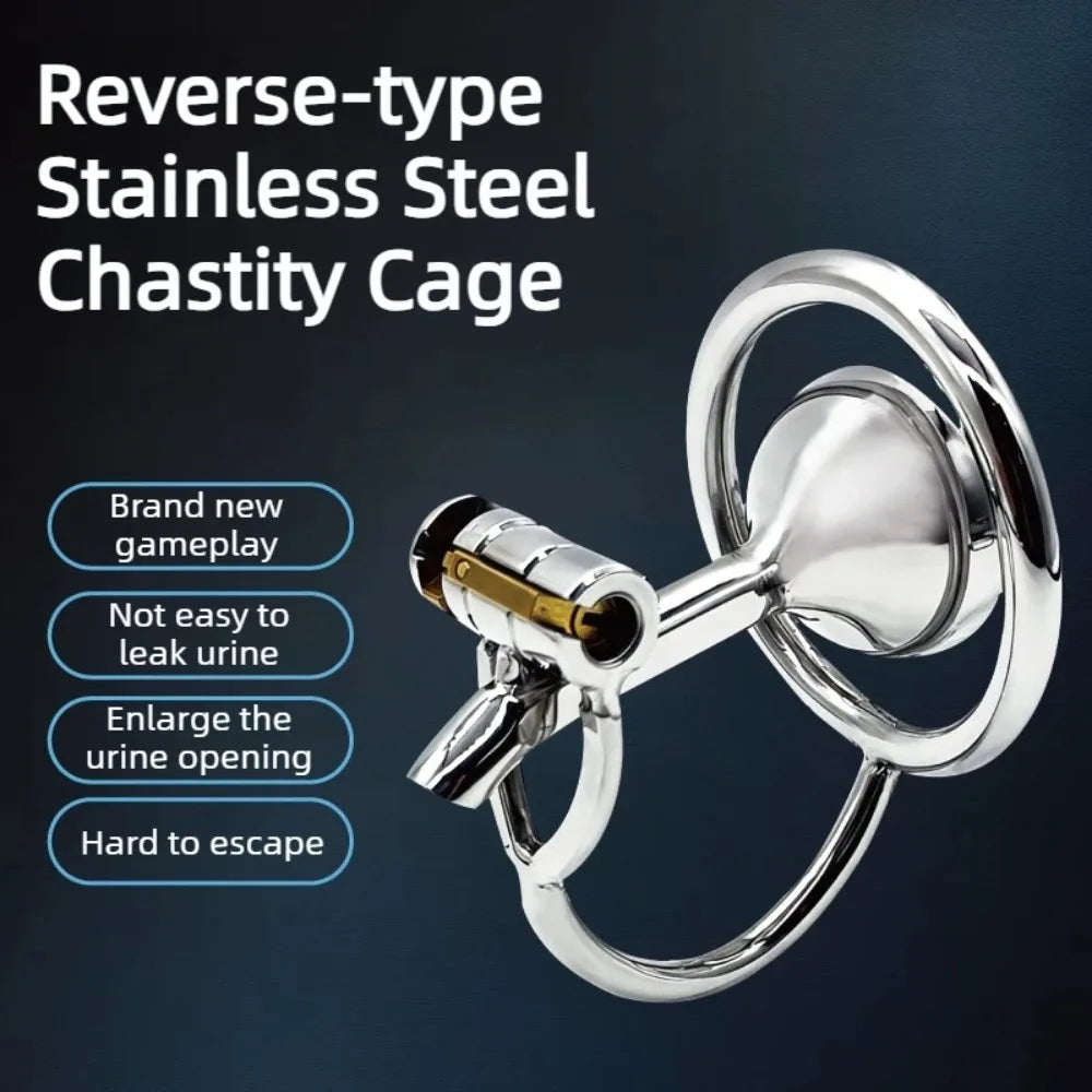 Reverse-Style Stainless Steel Chastity Cage