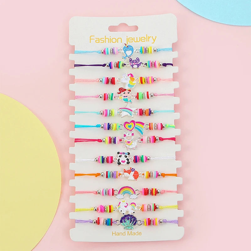 12-Piece Adjustable Cat Charm Bracelet Set