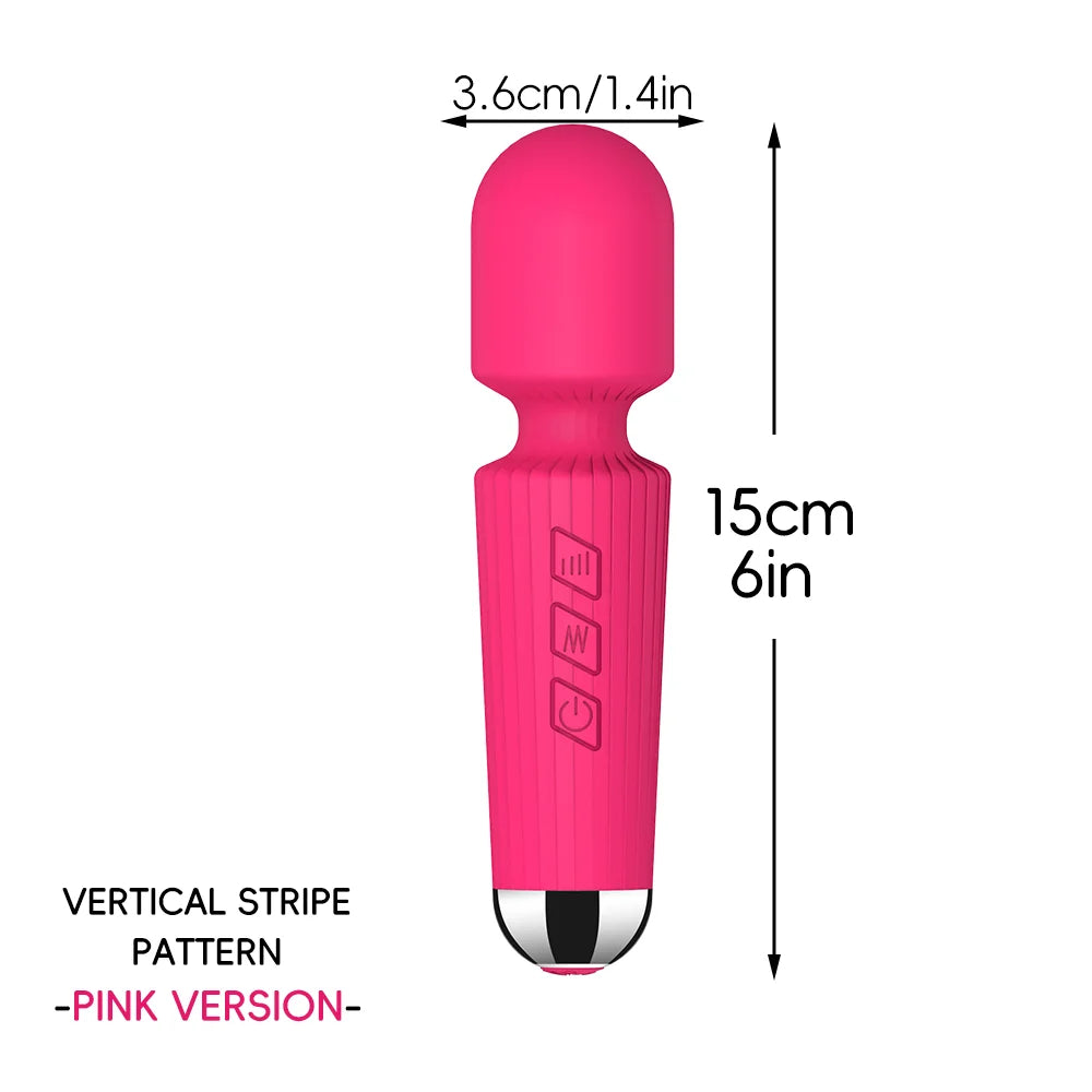 Waterproof Rechargeable Wand Vibrator – 20 Modes/8 Levels