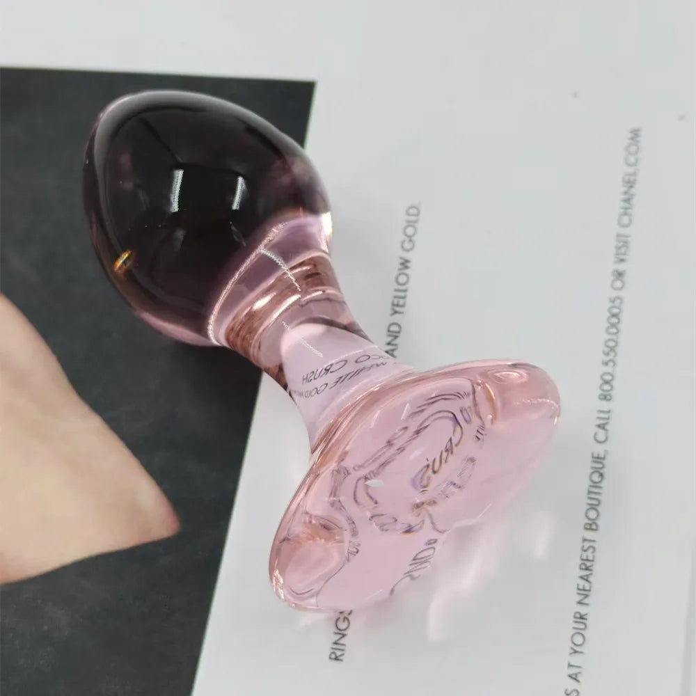 Pink Crystal Glass Anal Plug