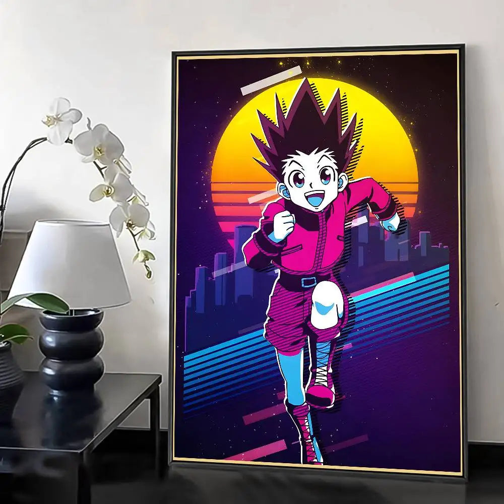 H-HunterXHunter Retro Poster HD Art Sticky Wall Waterproof Home Living Room Bedroom Bar Aesthetic Decoration