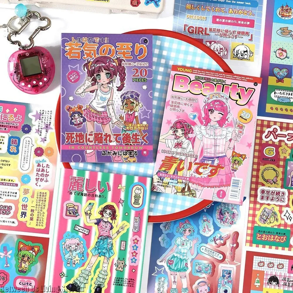 20-Sheet Vintage Anime Girl Y2K Sticker Set