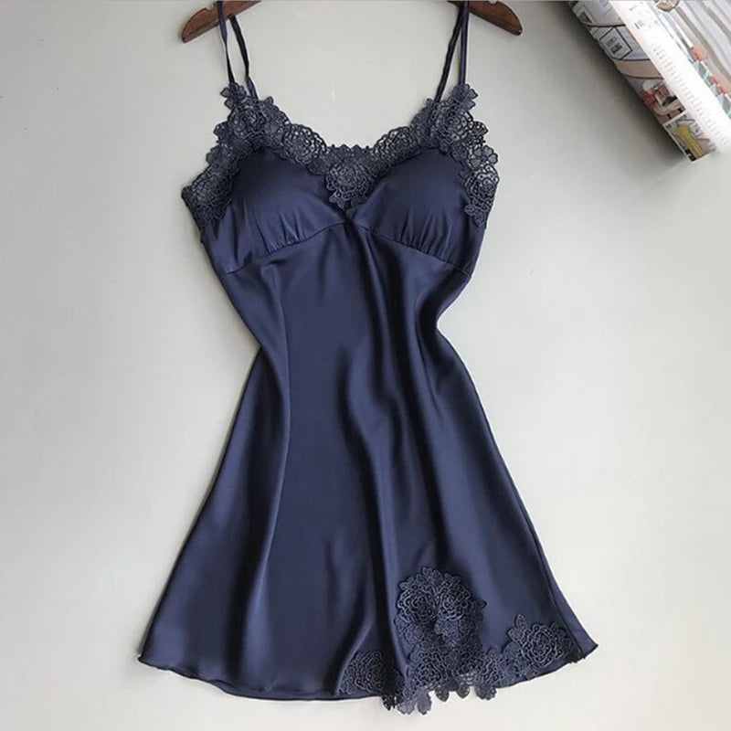 Women's Ice-Silk Satin Halter Nightdress
