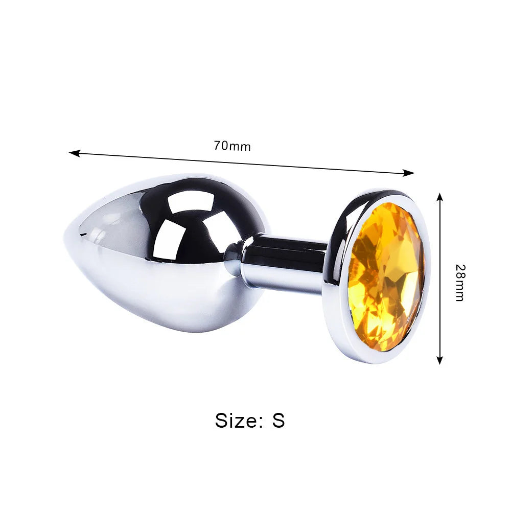 Colored Crystal Stainless Steel Anal Plug – 3 Sizes