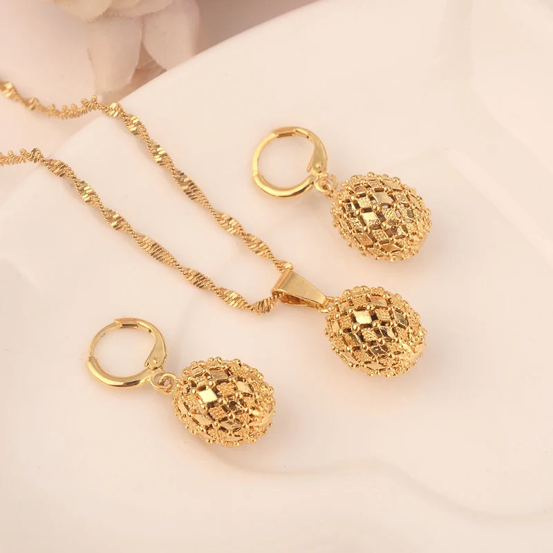 Women's Gold-Color Necklace & Earring Set