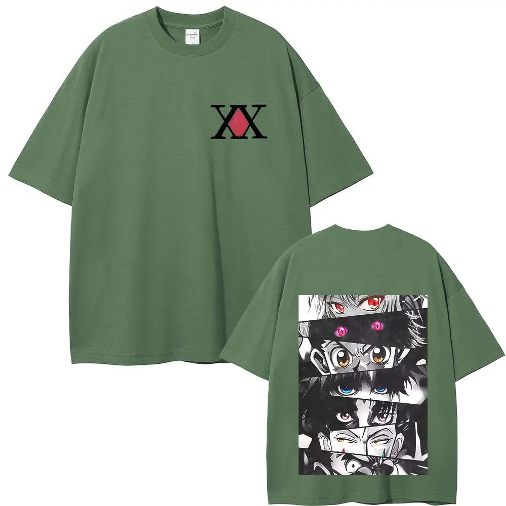 Anime Hunter X Hunter Eyes Graphic T-shirt Men Women High Quality Soft Cotton T Shirts Male Fashion Manga Oversized Streetwear
