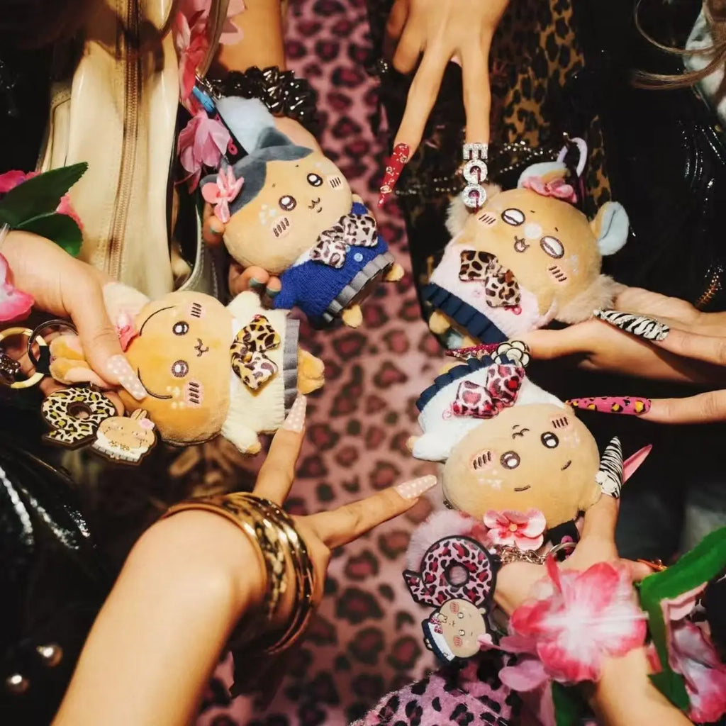 Hachiware & Usagi Leopard Print Plush Keychain