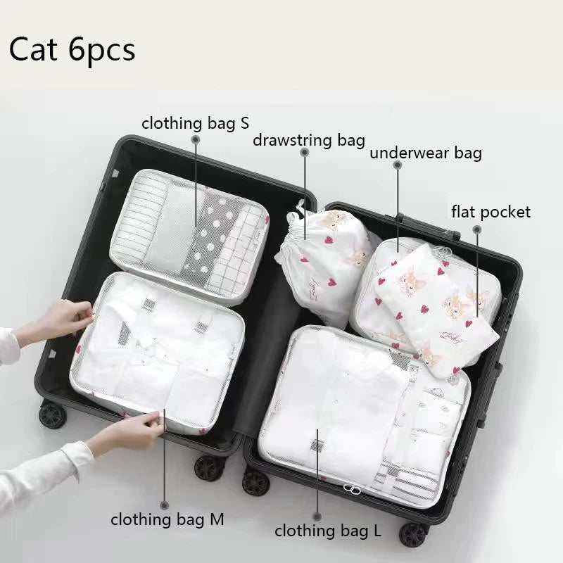 6-Piece Travel Packing Cube & Toiletry Bag Set