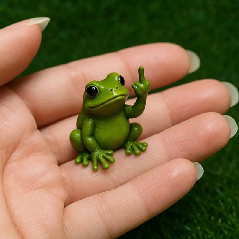 Funny Middle Finger Cute Animal Statue Mini Dog Cat Figurine Desktop Ornament Resin Highland Cattle Frog Sculpture Home Office