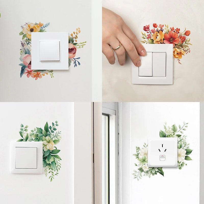 Romantic Flower Light Switch Wall Stickers