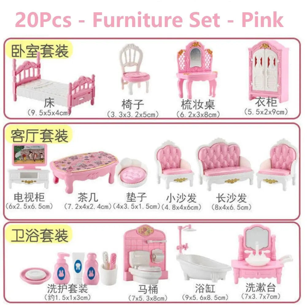10-Piece Pink Miniature Dollhouse Furniture Set