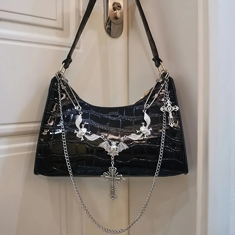 Gothic Skull Chain Shoulder Bag