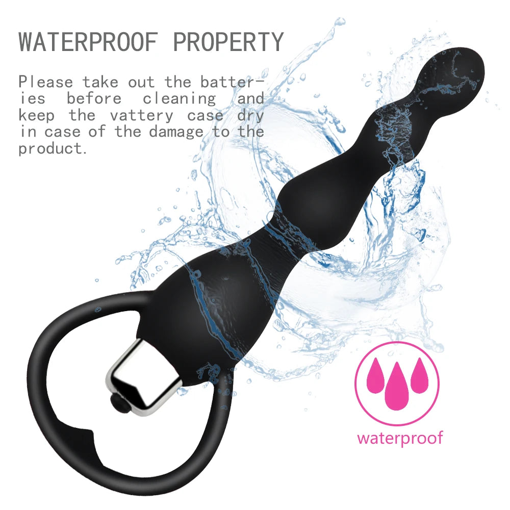 Long Silicone Vibrating Anal Beads