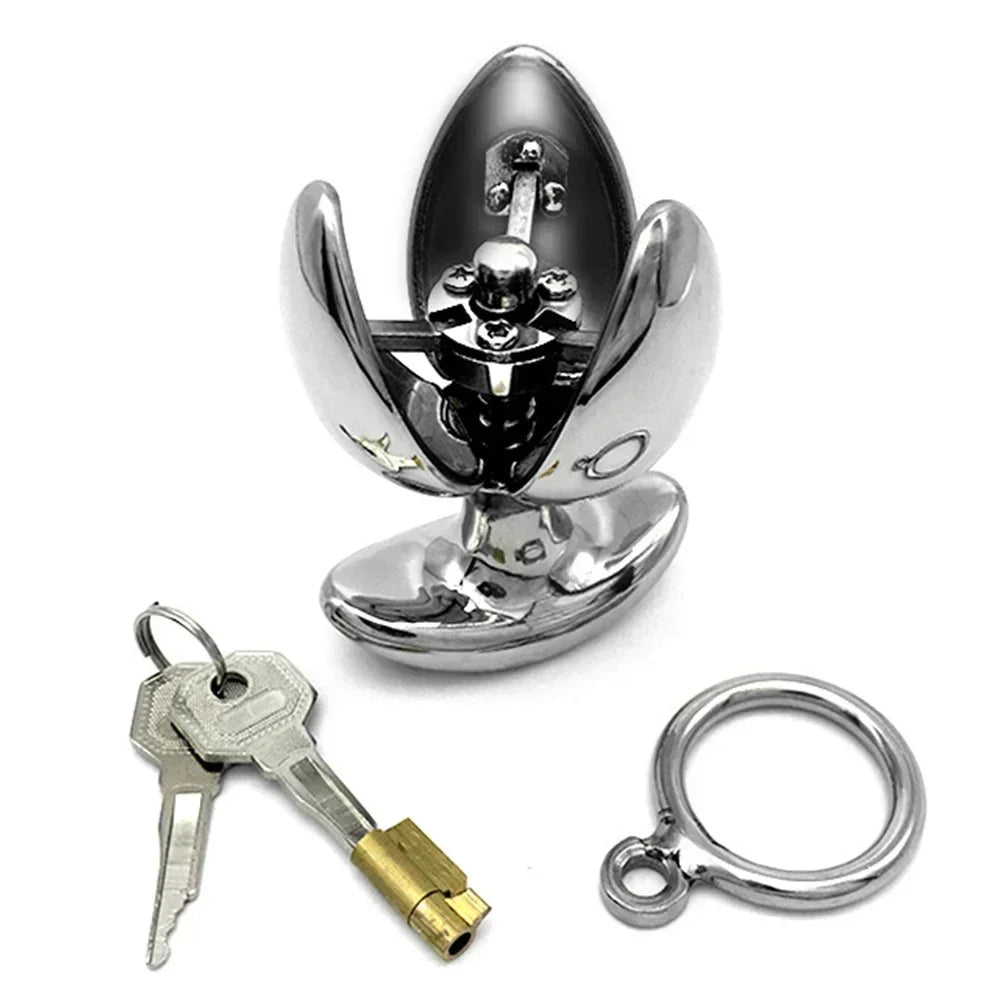 Stainless Steel Locking Chastity Anal Plug