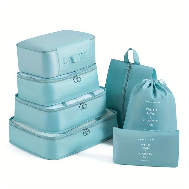 7-Piece Mesh Travel Packing Cube Set with Shoe Bag