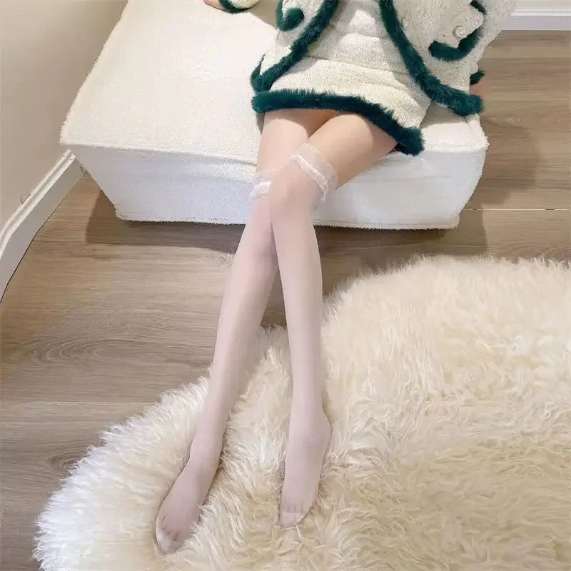 Women Sexy Party Fishnet Stockings Hollow Out Long Socks Ladies Transparent Over Knee Thigh High Black Red Wide Edge Stockings
