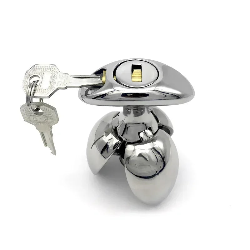 Stainless Steel Locking Chastity Anal Plug