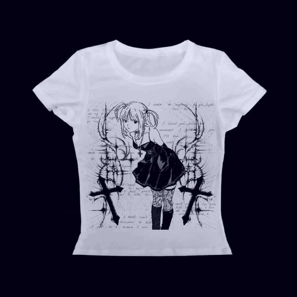 Anime Girl Print Y2K Baby Tee