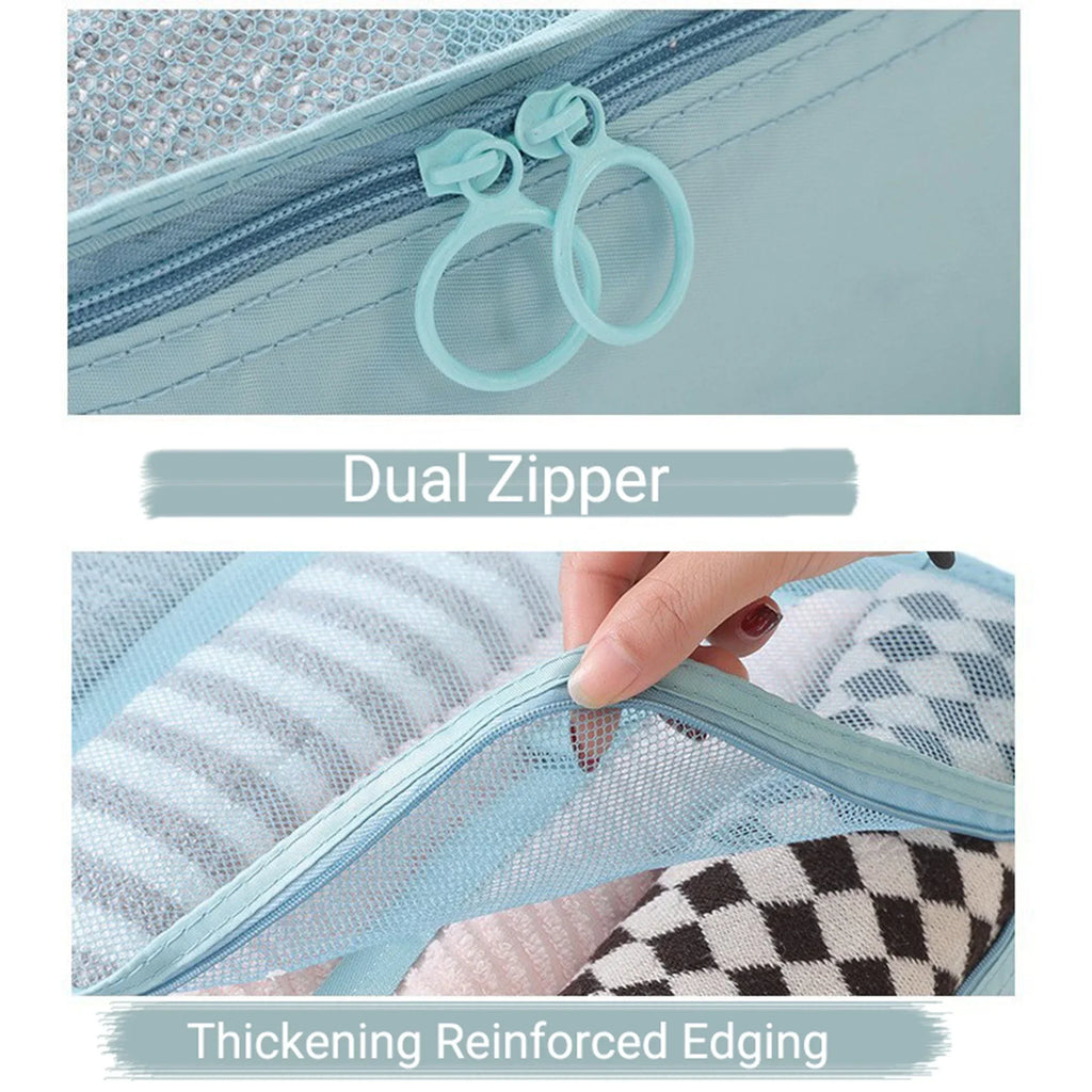 7-Piece Mesh Travel Packing Cube Set with Shoe Bag
