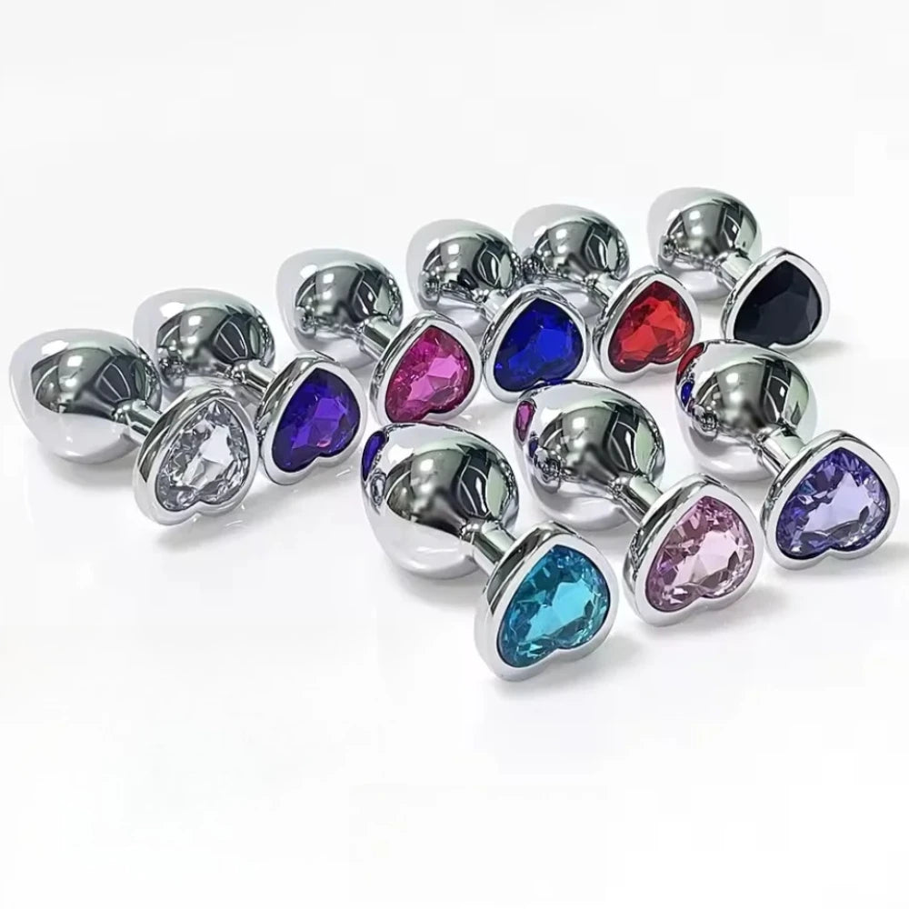 Heart-Base Crystal Metal Anal Plug
