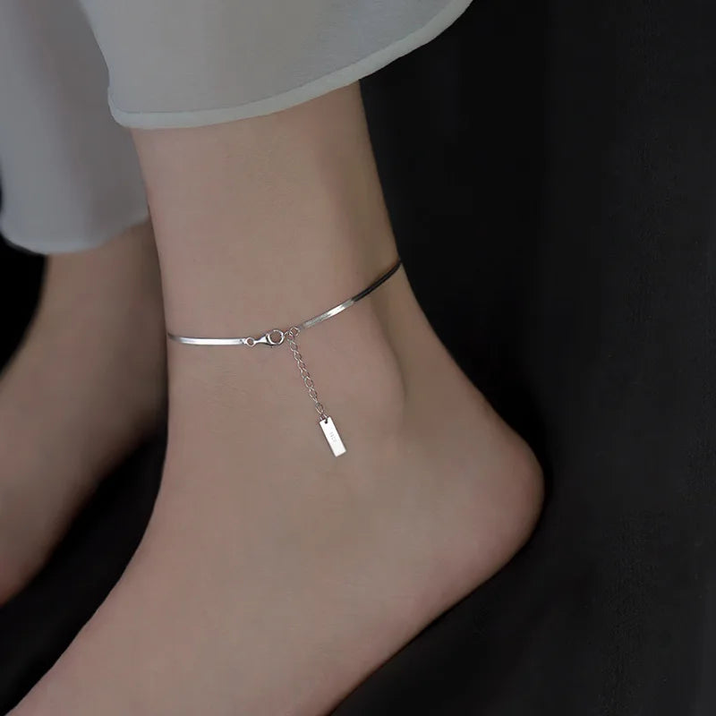 925 Sterling Silver Snake Bone Anklet Exquisite Temperament Sexy Anklet Long Anklet Sparkling Footchains Birthday Gift Jewelry